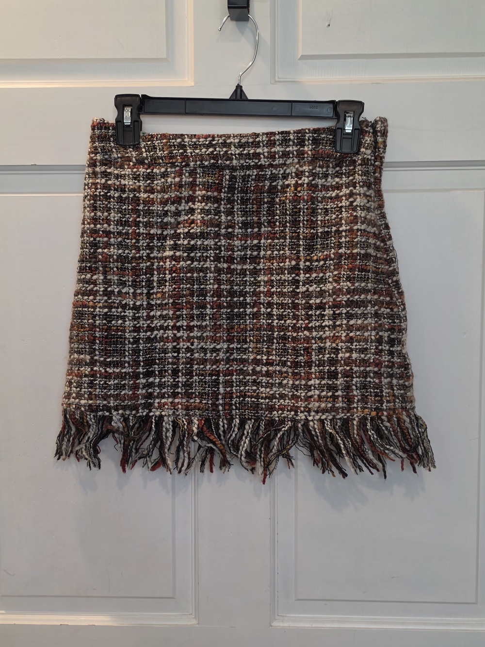 Versona Brown Multi Tweed Fringe Mini Skirt